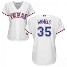 Women's Majestic Texas Rangers #35 Cole Hamels Replica White Home Cool Base MLB Jersey