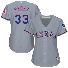 Women's Majestic Texas Rangers #33 Martin Perez Authentic Grey Road Cool Base MLB Jersey