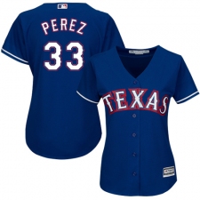 Women's Majestic Texas Rangers #33 Martin Perez Authentic Royal Blue Alternate 2 Cool Base MLB Jersey