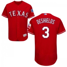 Men's Majestic Texas Rangers #3 Delino DeShields Red Alternate Flex Base Authentic Collection MLB Jersey