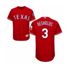 Men's Texas Rangers #3 Delino DeShields Jr. Red Alternate Flex Base Authentic Collection Baseball Player Jersey