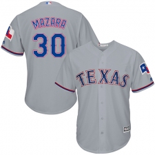 Men's Majestic Texas Rangers #30 Nomar Mazara Replica Grey Road Cool Base MLB Jersey