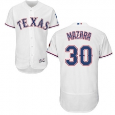 Men's Majestic Texas Rangers #30 Nomar Mazara White Home Flex Base Authentic Collection MLB Jersey