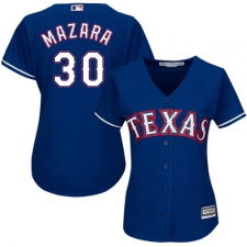 Women's Majestic Texas Rangers #30 Nomar Mazara Authentic Royal Blue Alternate 2 Cool Base MLB Jersey
