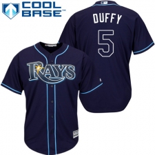 Youth Majestic Tampa Bay Rays #5 Matt Duffy Authentic Navy Blue Alternate Cool Base MLB Jersey