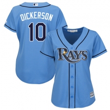 Women's Majestic Tampa Bay Rays #10 Corey Dickerson Replica Light Blue Alternate 2 Cool Base MLB Jersey