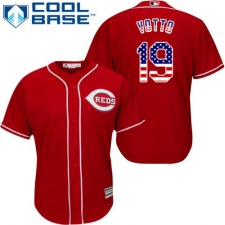 Men's Majestic Cincinnati Reds #19 Joey Votto Authentic Red USA Flag Fashion Cool Base MLB Jersey