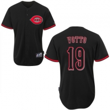 Men's Majestic Cincinnati Reds #19 Joey Votto Replica Black Fashion MLB Jersey