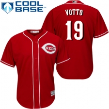 Youth Majestic Cincinnati Reds #19 Joey Votto Authentic Red Alternate Cool Base MLB Jersey