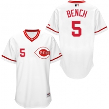 Men's Majestic Cincinnati Reds #5 Johnny Bench Authentic White 1990 Turn Back The Clock MLB Jersey
