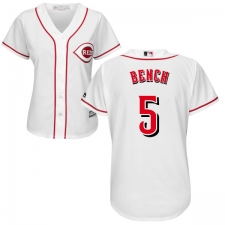 Women's Majestic Cincinnati Reds #5 Johnny Bench Replica White Home Cool Base MLB Jersey