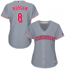 Women's Majestic Cincinnati Reds #8 Joe Morgan Authentic Grey Road Cool Base MLB Jersey