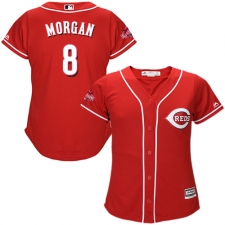 Women's Majestic Cincinnati Reds #8 Joe Morgan Authentic Red Alternate Cool Base MLB Jersey