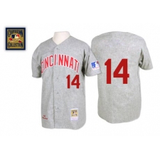 Men's Mitchell and Ness Cincinnati Reds #14 Pete Rose Authentic Grey 1969 Throwback MLB Jersey