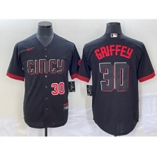 Men's Cincinnati Reds #30 Ken Griffey Jr Number Black 2023 City Connect Cool Base Stitched Jersey1