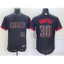 Men's Cincinnati Reds #30 Ken Griffey Jr Number Black 2023 City Connect Flex Base Stitched Jersey 2