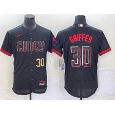 Men's Cincinnati Reds #30 Ken Griffey Jr Number Black 2023 City Connect Flex Base Stitched Jersey