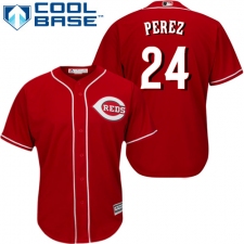 Youth Majestic Cincinnati Reds #24 Tony Perez Authentic Red Alternate Cool Base MLB Jersey