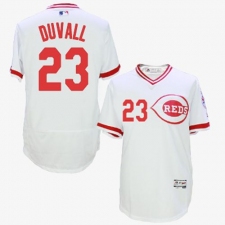 Men's Majestic Cincinnati Reds #23 Adam Duvall White Flexbase Authentic Collection Cooperstown MLB Jersey