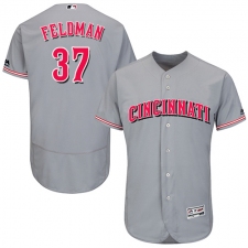 Men's Majestic Cincinnati Reds #37 Scott Feldman Grey Flexbase Authentic Collection MLB Jersey