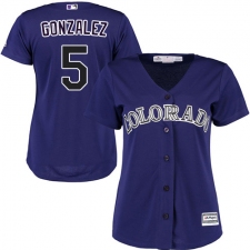 Women's Majestic Colorado Rockies #5 Carlos Gonzalez Authentic Purple Alternate 1 Cool Base MLB Jersey