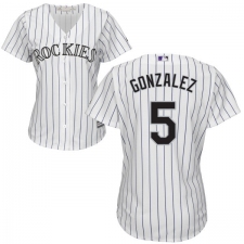 Women's Majestic Colorado Rockies #5 Carlos Gonzalez Authentic White Home Cool Base MLB Jersey