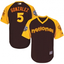 Youth Majestic Colorado Rockies #5 Carlos Gonzalez Authentic Brown 2016 All-Star National League BP Cool Base MLB Jersey