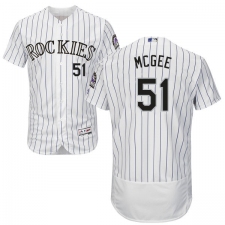 Men's Majestic Colorado Rockies #51 Jake McGee White Home Flex Base Authentic Collection MLB Jersey