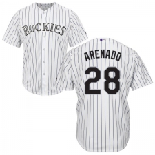 Youth Majestic Colorado Rockies #28 Nolan Arenado Authentic White Home Cool Base MLB Jersey