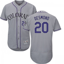 Men's Majestic Colorado Rockies #20 Ian Desmond Grey Flexbase Authentic Collection MLB Jersey