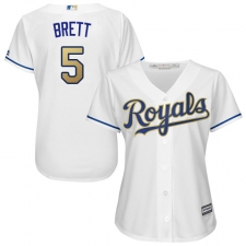 Women's Majestic Kansas City Royals #5 George Brett Authentic White Home Cool Base MLB Jersey