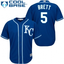 Youth Majestic Kansas City Royals #5 George Brett Authentic Blue Alternate 2 Cool Base MLB Jersey