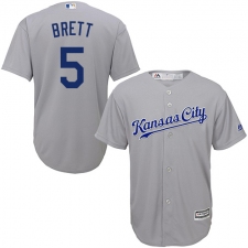 Youth Majestic Kansas City Royals #5 George Brett Authentic Grey Road Cool Base MLB Jersey
