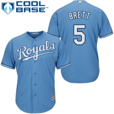Youth Majestic Kansas City Royals #5 George Brett Authentic Light Blue Alternate 1 Cool Base MLB Jersey