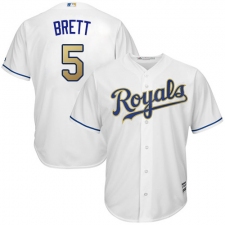 Youth Majestic Kansas City Royals #5 George Brett Authentic White Home Cool Base MLB Jersey