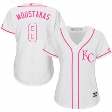 Women's Majestic Kansas City Royals #8 Mike Moustakas Authentic White Fashion Cool Base MLB Jersey