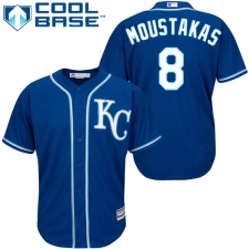 Youth Majestic Kansas City Royals #8 Mike Moustakas Authentic Blue Alternate 2 Cool Base MLB Jersey
