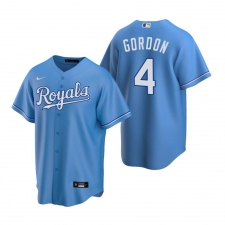 Men's Nike Kansas City Royals #4 Alex Gordon Light Blue Alternate Stitched Baseball Jersey
