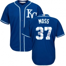 Men's Majestic Kansas City Royals #37 Brandon Moss Blue Authentic Blue Team Logo Fashion Cool Base MLB Jersey