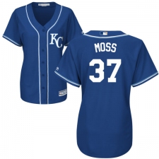 Women's Majestic Kansas City Royals #37 Brandon Moss Authentic Blue Alternate 2 Cool Base MLB Jersey