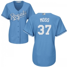 Women's Majestic Kansas City Royals #37 Brandon Moss Authentic Light Blue Alternate 1 Cool Base MLB Jersey