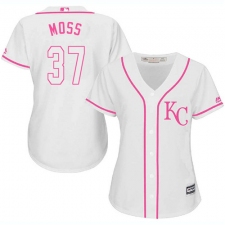 Women's Majestic Kansas City Royals #37 Brandon Moss Authentic White Fashion Cool Base MLB Jersey