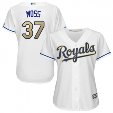 Women's Majestic Kansas City Royals #37 Brandon Moss Replica White Home Cool Base MLB Jersey