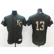 Men's Kansas City Royals #13 Salvador Perez Green Salute to Service Jersey