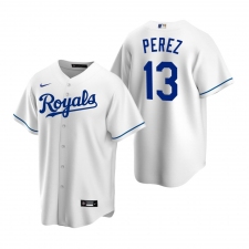 Men's Nike Kansas City Royals #13 Salvador Perez White Home Stitched Baseball Jersey