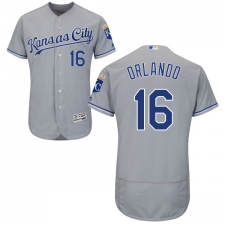Men's Majestic Kansas City Royals #16 Paulo Orlando Grey Road Flex Base Authentic Collection MLB Jersey