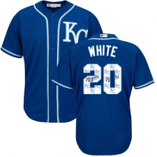 Men's Majestic Kansas City Royals #20 Frank White Authentic Blue Team Logo Fashion Cool Base MLB Jersey