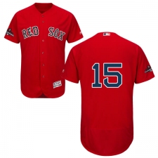 Men's Majestic Boston Red Sox #15 Dustin Pedroia Red Alternate Flex Base Authentic Collection 2018 World Series Champions MLB Jersey