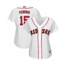 Women's Boston Red Sox #15 Dustin Pedroia Authentic White 2019 Gold Program Cool Base Baseball Jersey
