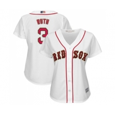 Women's Boston Red Sox #3 Babe Ruth Authentic White 2019 Gold Program Cool Base Baseball Jersey